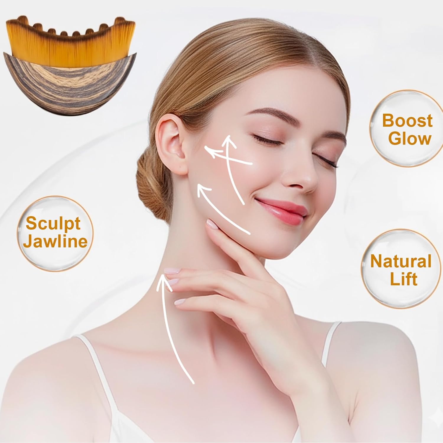 Stainless Steel Gua Sha Tool & Lymphatic Drainage Face Brush Set, TWPER Facial Massage Kit for Jawline Sculpting PLffiness Lifting Relaxation, Contour Face Brush with Storage Case