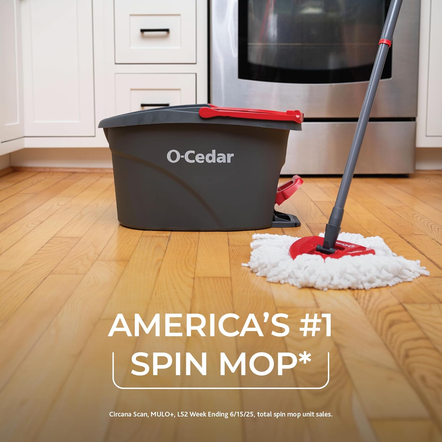 O-Cedar EasyWring Microfiber Spin Mop, Bucket Floor Cleaning System, Red, Gray, Standard - Zynora