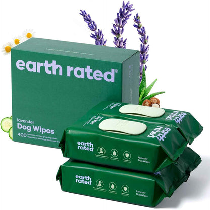 Earth Rated Pet Wipes for Dogs and Cats, Hypoallergenic, Cleaning and Hydrating, for Grooming Paws, Body and Butt, Unscented, 100 Count