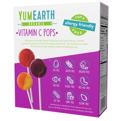 yumearth organic vitamin c pops variety pack, 60 fruit flavored favorites lollipops, allergy friendly, gluten free, non-gmo, vegan