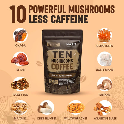 lion's mane gourmet arabica 10 mushroom coffee 60 servings