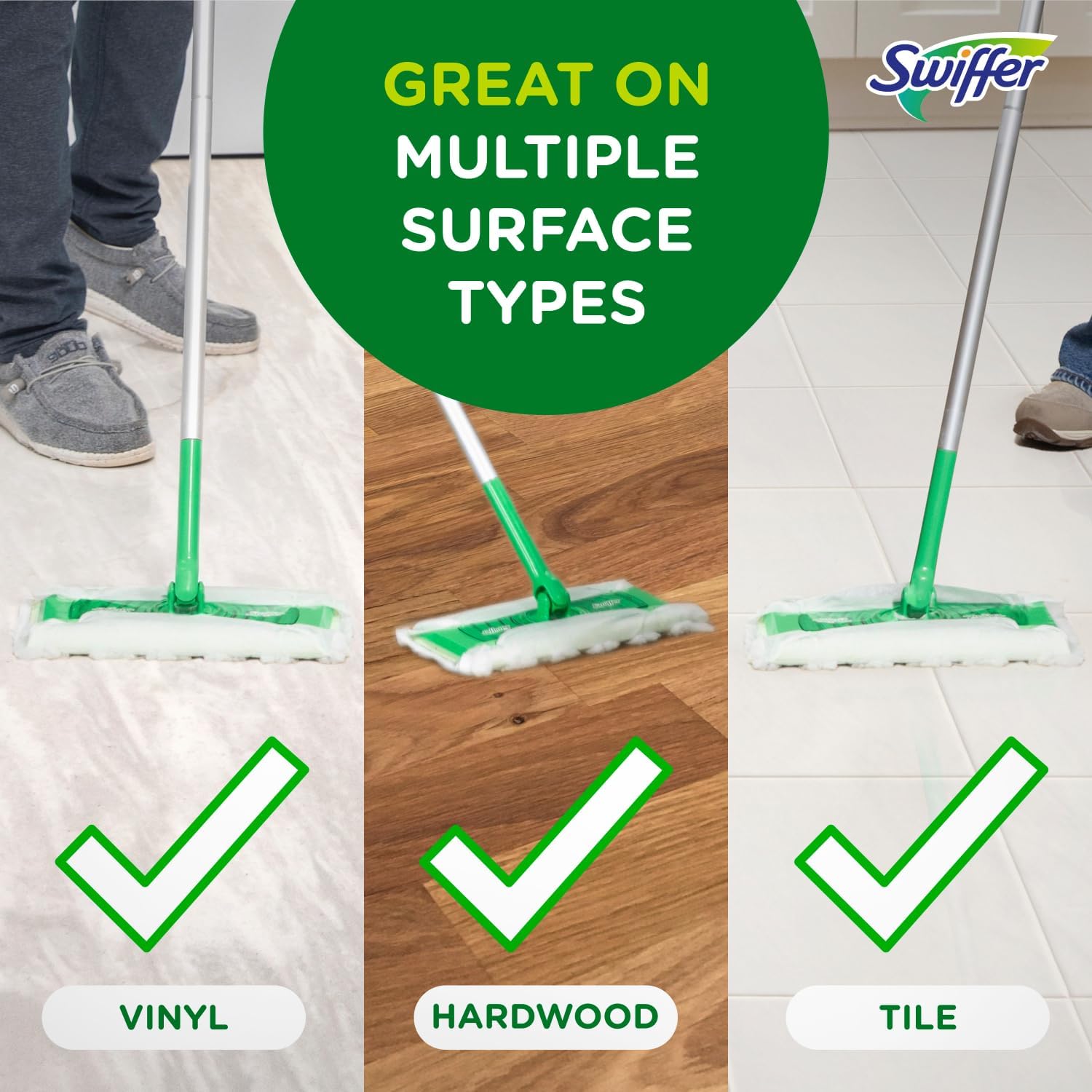 Swiffer Sweeper 2-in-1 Mops for Floor Cleaning, Dry and Wet Multi Surface Floor Cleaner, Sweeping and Mopping Starter Kit, Includes 1 Mop + 19 Refills, 20 Piece Set - Zynora