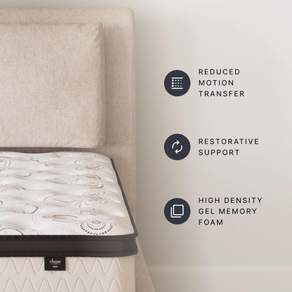 Signature Design by Ashley Queen Size Chime 12 Inch Medium Firm Hybrid Mattress with Cooling Gel Memory Foam for Pressure Relief, Fiberglass Free, Mattress In A Box