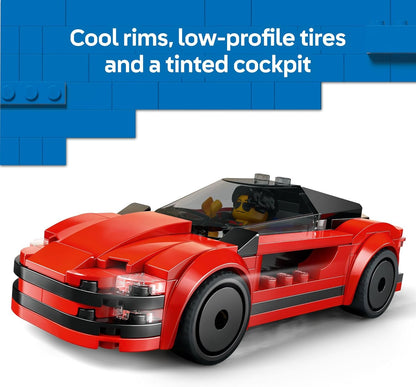 LEGO City Red Sports Car Toy - Building Toy for Kids, Boys and Girls, Ages 5+ - Educational Gift for Birthdays and Holidays - Includes Driver Minifigure and Other Accessories - 60448