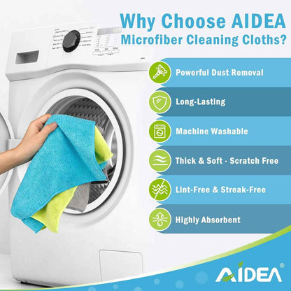 AIDEA Microfiber Cleaning Cloth-50PK, Soft Microfiber Towels for Cars, Absorbent Cleaning Rags, Lint-Free Streak-Free Wash Cloths for House, Kitchen, Window(12in.x12in)