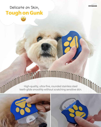 [PETHROOM] Professional Eye Comb for Pets | Stainless Steel Tear Stain Remover for Cats & Dogs | Gentle Round-Head Grooming Tool | Compact & Portable for Eye Gunk Removal
