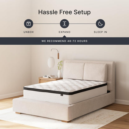 Signature Design by Ashley Queen Size Chime 12 Inch Medium Firm Hybrid Mattress with Cooling Gel Memory Foam for Pressure Relief, Fiberglass Free, Mattress In A Box