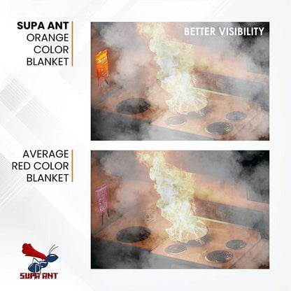 Fire Blanket - 1500F CE Certified Emergency Fire Blanket for Home and Kitchen. 500GSM Fabric & 0.5mm Thick - 100% Fiberglass Fire Extinguisher for Car,Warehouse Office - 2pc (47x47 inches) by Supa Ant