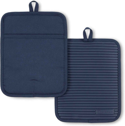 KitchenAid Ribbed Soft Silicone Pot Holder 2-Pack Set, Milkshake Tan, 7"x9"