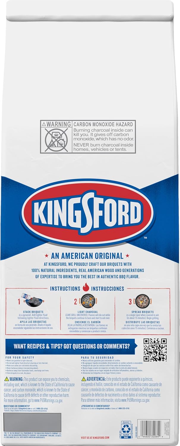 Kingsford Original Charcoal Briquettes, BBQ Charcoal for Grilling, 16 Pounds (Package May Vary)