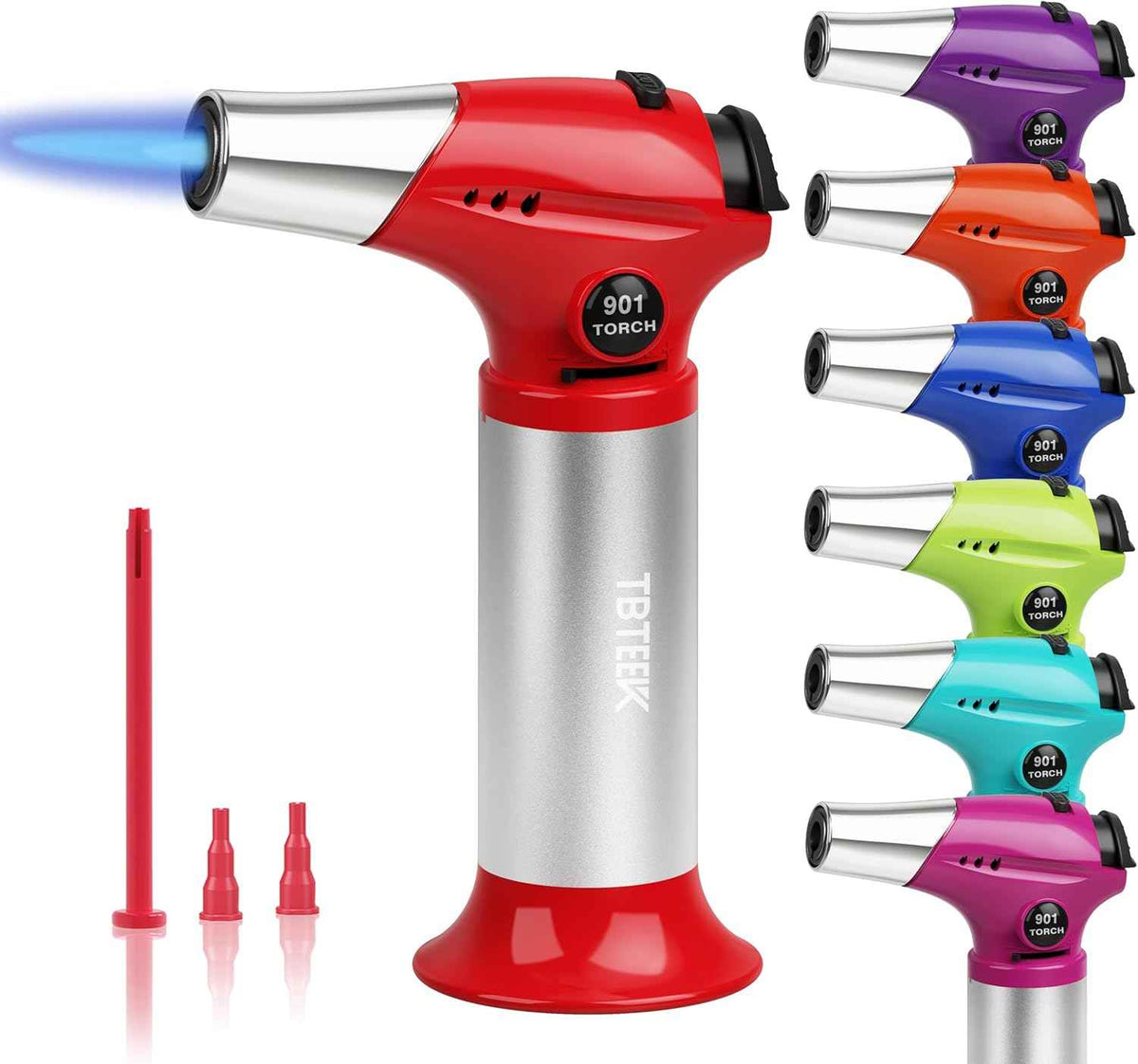 TBTEEK Butane Torch, Kitchen Torch Cooking Torch with Safety Lock & Adjustable Flame for Cooking, BBQ, Baking, Brulee, Creme, DIY Soldering(Butane Not Included)