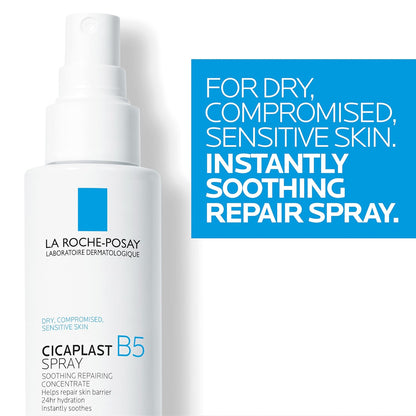 La Roche-Posay Cicaplast B5 Spray With Vitamin B5 Panthenol & Madecassoside, Hydrating Face Mist For Skin Barrier Repair, Soothing Touch-Free Face & Body Spray, Sensitive Skin & Dermatologist Tested