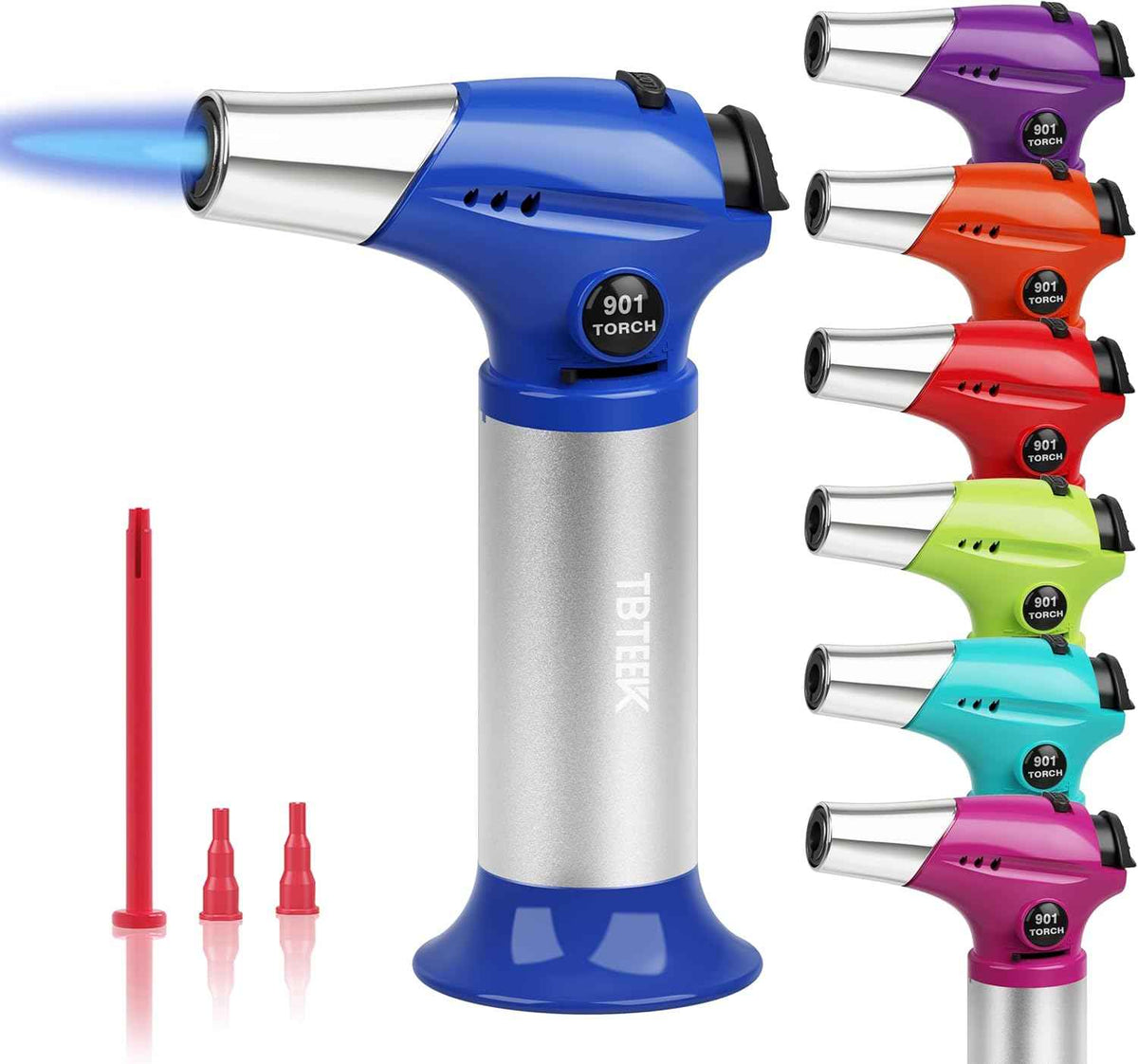 TBTEEK Butane Torch, Kitchen Torch Cooking Torch with Safety Lock & Adjustable Flame for Cooking, BBQ, Baking, Brulee, Creme, DIY Soldering(Butane Not Included)