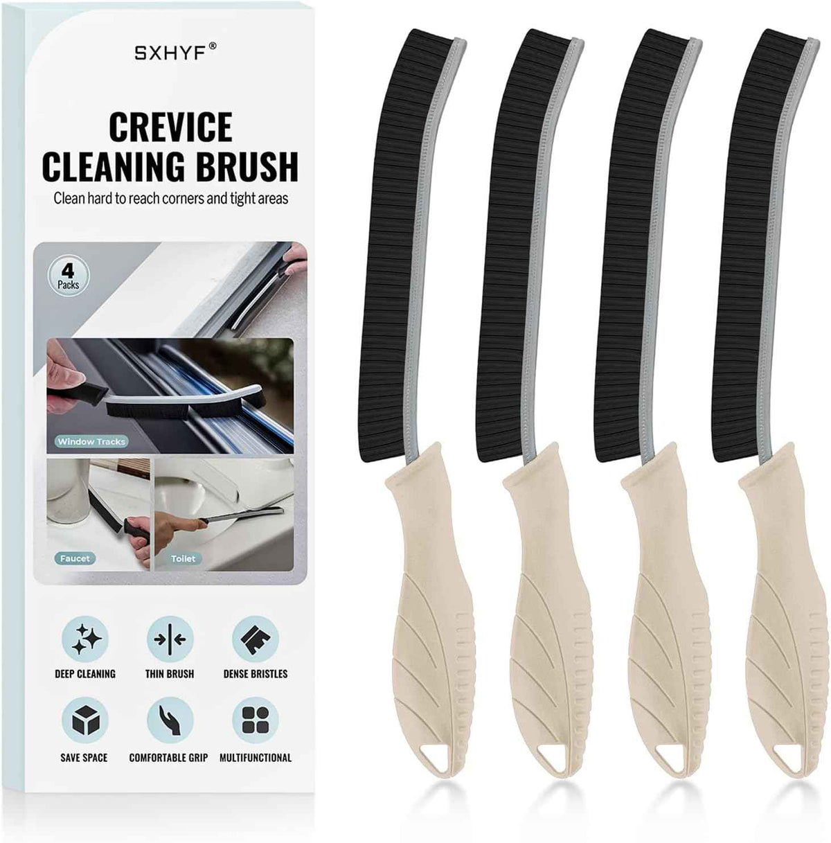 SXhyf Crevice Cleaning Brush - Grout Scrub Brush, House Cleaning Supplies, Gap Cleaning Tools, Home Essentials, Gifts for Women Men, Hard Bristle Crevice Cleaner Brush for Household Use, Bathroom