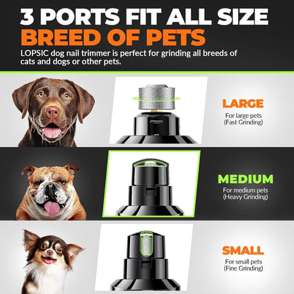Dog Nail Grinder with 2 LED Lights Powerful 2 Speeds Super Quiet Dog Nail Trimmers with 3 Grinding Wheels Rechargeable Pet Dog Nail Clippers for Large Medium Puppy Dogs Dog Nail File Cat Nail Clipper
