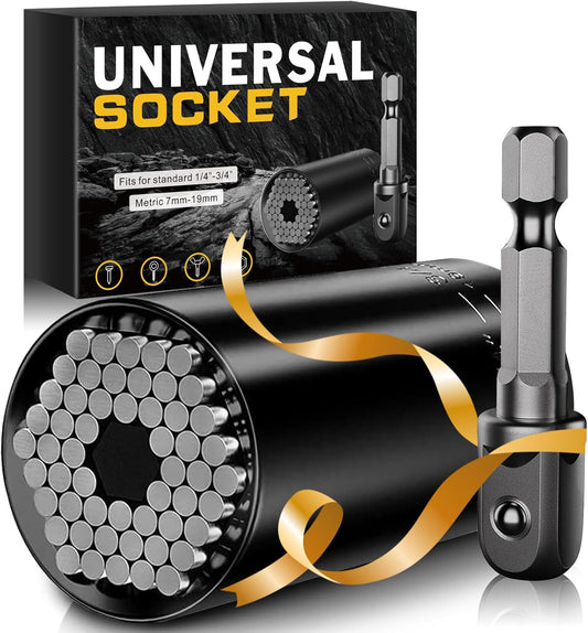 Universal Socket Tools Gifts for Men Dad Him Husband Teen Boys Women Cool Stuff Ideas Gadgets Gifts Fathers Day Birthday Christmas Stocking Stuffers Grip Socket Set with Power Drill Adapter