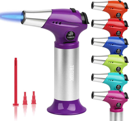 TBTEEK Butane Torch, Kitchen Torch Cooking Torch with Safety Lock & Adjustable Flame for Cooking, BBQ, Baking, Brulee, Creme, DIY Soldering(Butane Not Included)