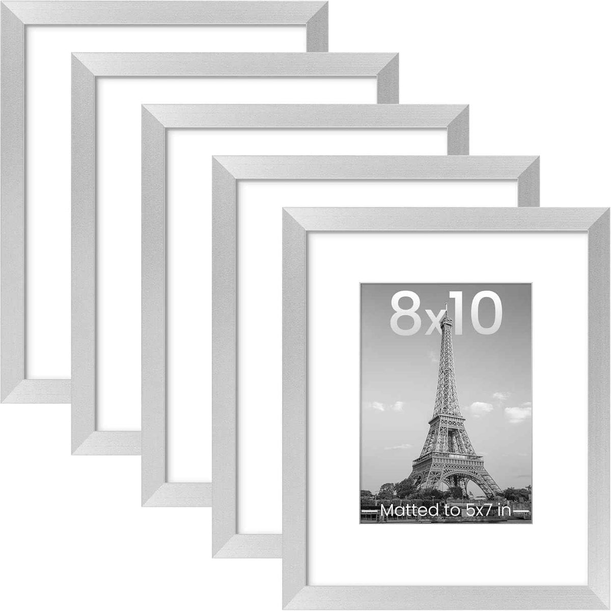 upsimples 11x14 Picture Frame Set of 5, Display Pictures 8x10 with Mat or 11x14 Without Mat, Wall Gallery Photo Frames, Black