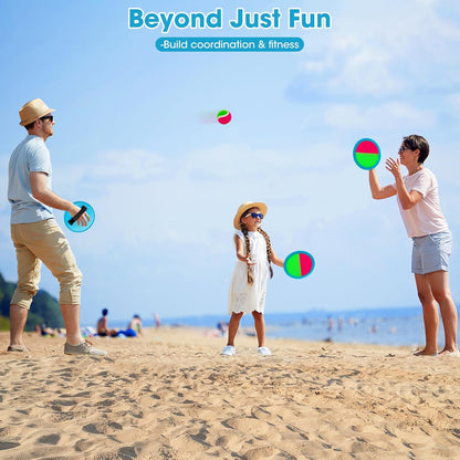 Ayeboovi Toss and Catch Ball Set Boys Toys Outdoor Toys Yard Games Outside Games Beach Toys for Kids Ball and Catch Game with 4 Paddles and 4 Balls [Upgraded Version]