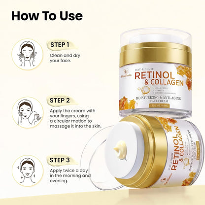 Retinol Cream for Face Anti Aging: Wrinkle Cream for Face Neck with Collagen Hyaluronic Acid - Night Moisturizer for Men Women - Facial Skin Care Gift for Mom Dad Sister (1.7 Fl Oz (Pack of 1))