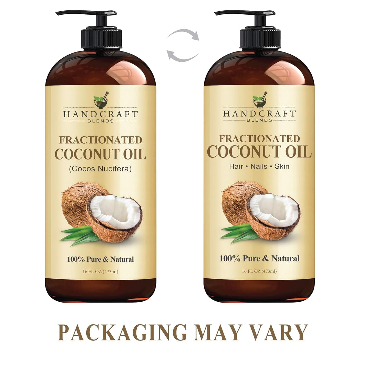 Handcraft Blends Fractionated Coconut Oil - 16 Fl Oz - 100% Pure and Natural - Premium Grade Carrier Oil for Skin, Hair and Body - Massage - Hair Tonic