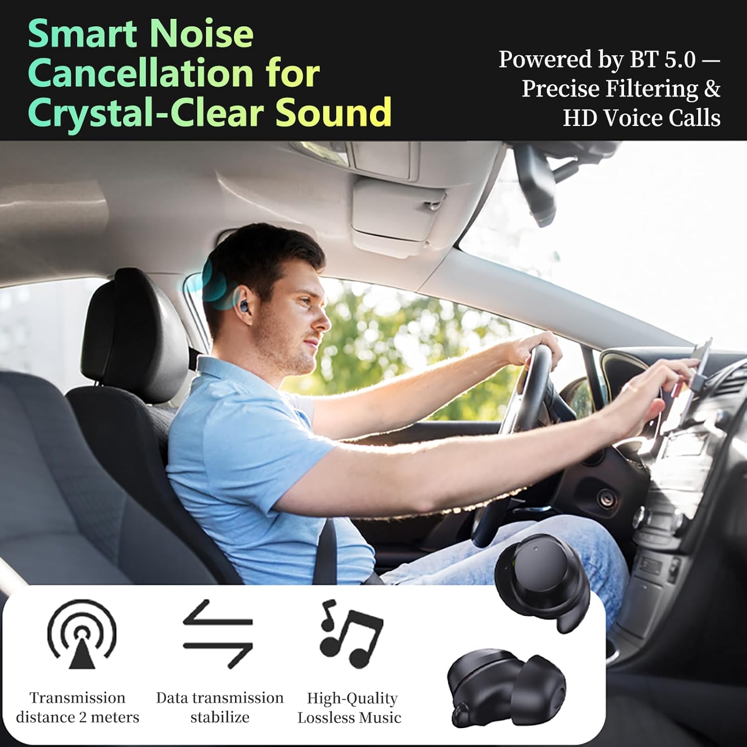 MLVOC 120W Fast Charging Car Charger with Earbuds, Retractable 4-in-1 USB-C & Lightning for iPhone & Android (Black) - Zynora