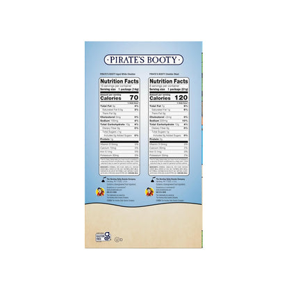 Pirate's Booty Aged White Cheddar and Cheddar Blast Cheese Puffs Variety Pack, 18-count, 0.5oz and 0.75oz bags, gluten-free kids snacks