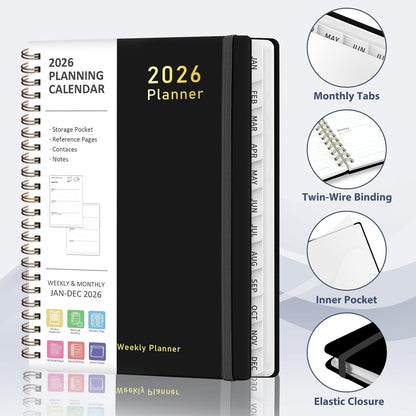 2026 Planner, Weekly and Monthly Calendar Academic Planner, Jan 2026 - Dec 2026, Planning Agenda Book for Desk Accessories and School Supplies - A5 (6.3'' x 8.5'')