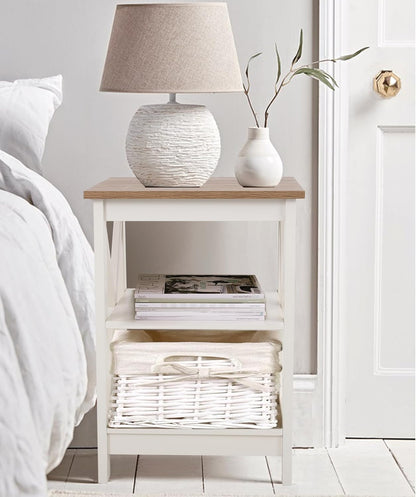 PHI VILLA End Table Living Room Set of 2, Farmhouse Bed Side Table Nightstands for Bedroom, Ivory White Small Side Table