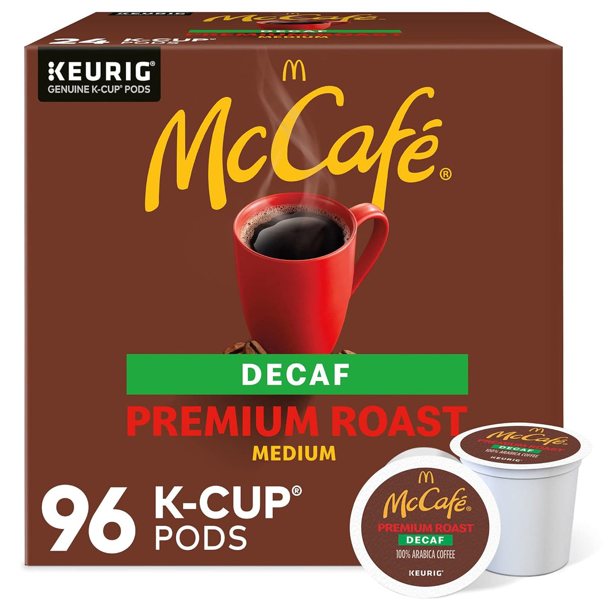 McCafe Premium Roast Decaf Coffee, Single Serve Keurig K-Cup Pods, Decaffeinated, 96 Count
