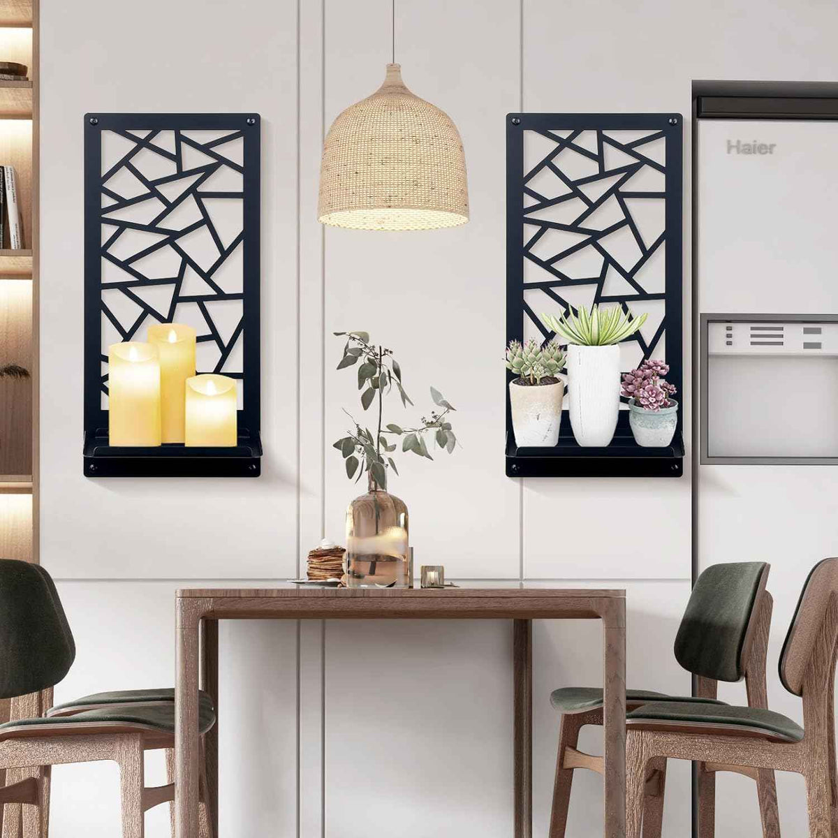 2Pcs Black Metal Wall Art Decor Farmhouse Black Candle Holder Minimalist Wall Art Retro Bathroom Decor Rustic Wall Decoration for Bathroom Living Room Bedroom (Farmhouse)