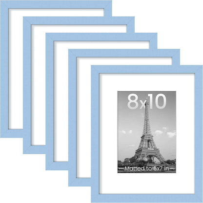 upsimples 11x14 Picture Frame Set of 5, Display Pictures 8x10 with Mat or 11x14 Without Mat, Wall Gallery Photo Frames, Black