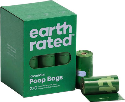 Earth Rated Poop Bags for Dogs, Guaranteed Leak Proof and Extra Thick Waste Bag Refill Rolls, Lavender Scented, 270 Count