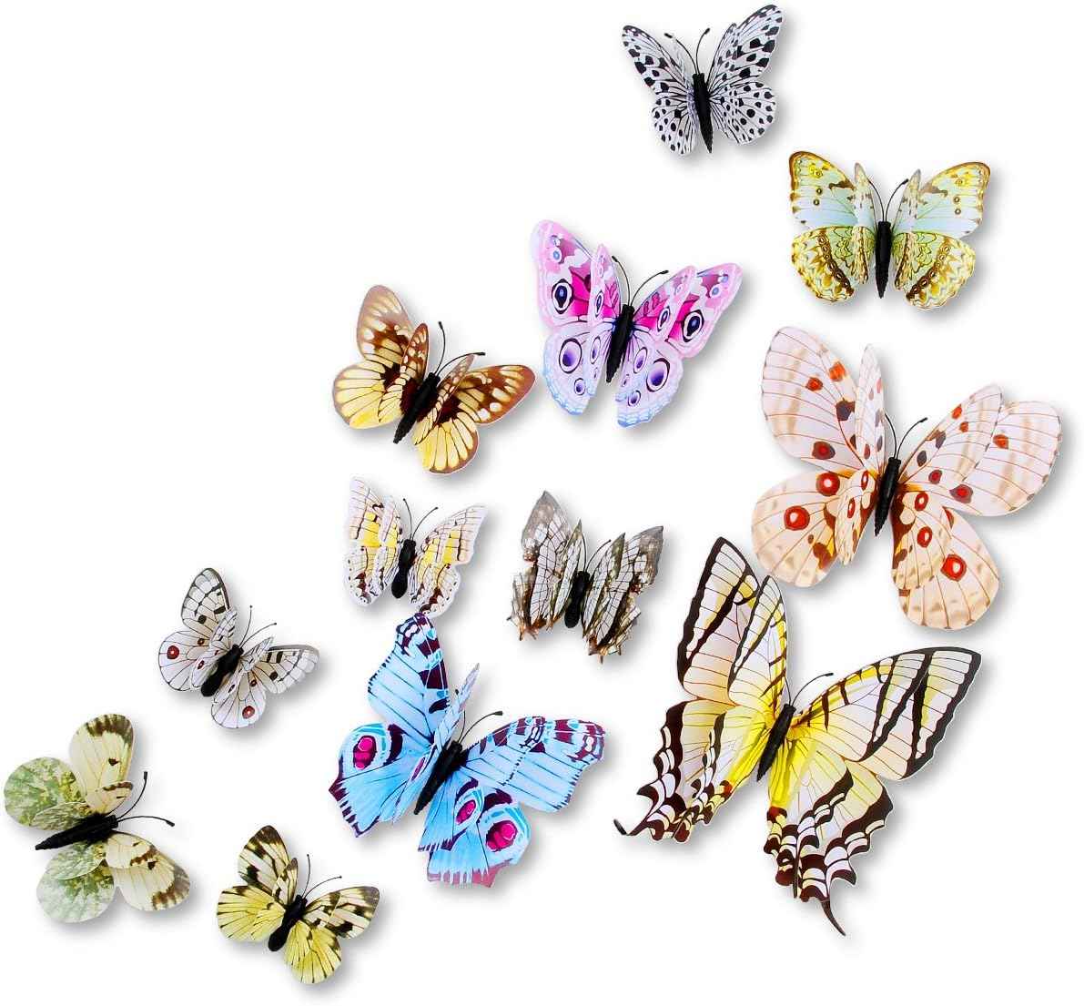 Mixed of 12PCS 3D Pink Butterfly Wall Stickers Decor Art Decorations