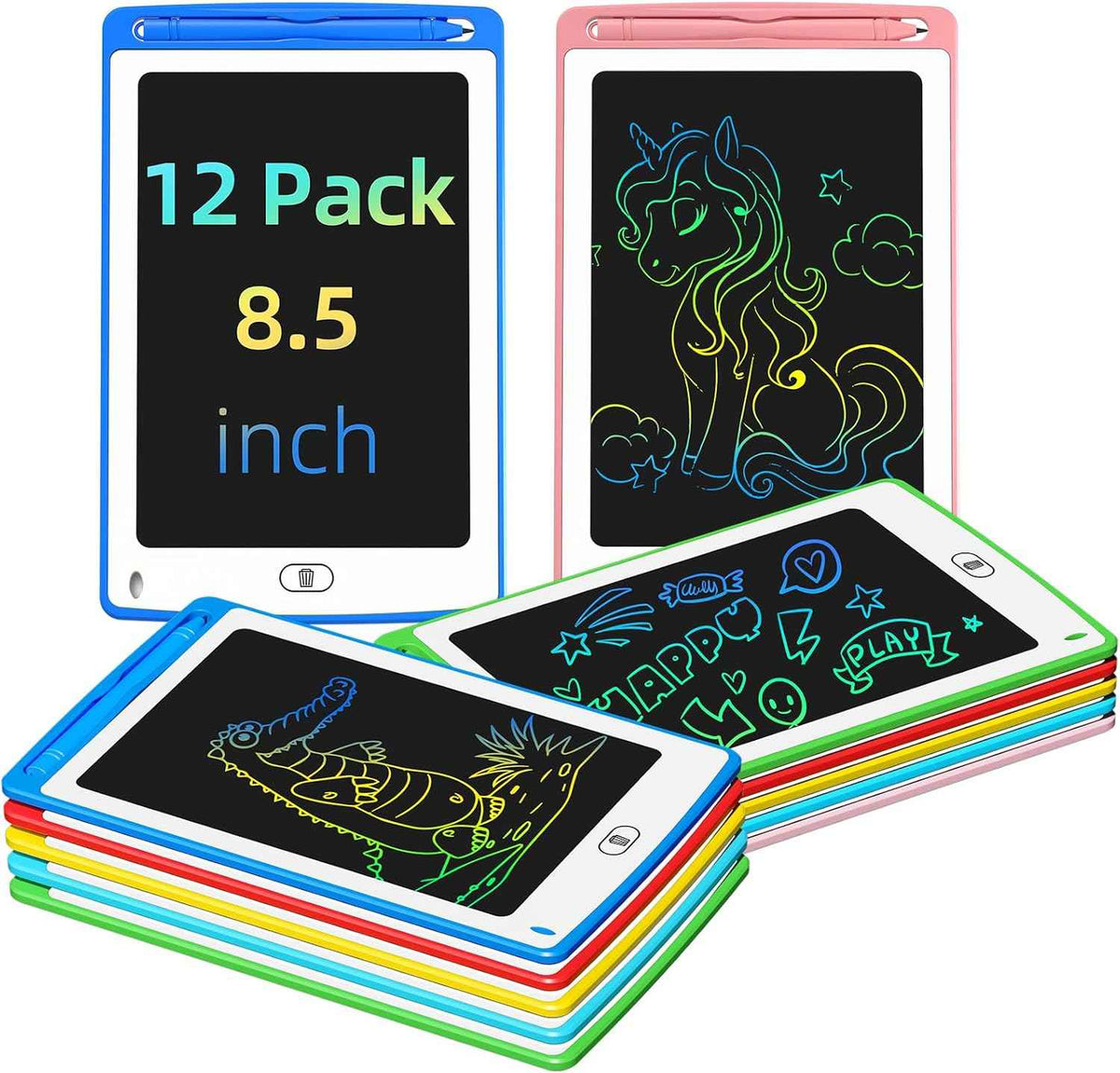 4 Pack LCD Writing Tablet for Kids, 8.5 Inch Colorful Doodle Board Drawing Tablet, Educational Learning Toys Birthday Gifts for Boys Girls Age 3 4 5 6 7 8