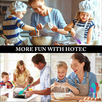 HOTEC Heat Resistant 600℉ Food Grade Silicone Rubber Spatula Set for Baking, Cooking, and Mixing Non Stick Dishwasher Safe BPA-Free Multicolor Set of 5