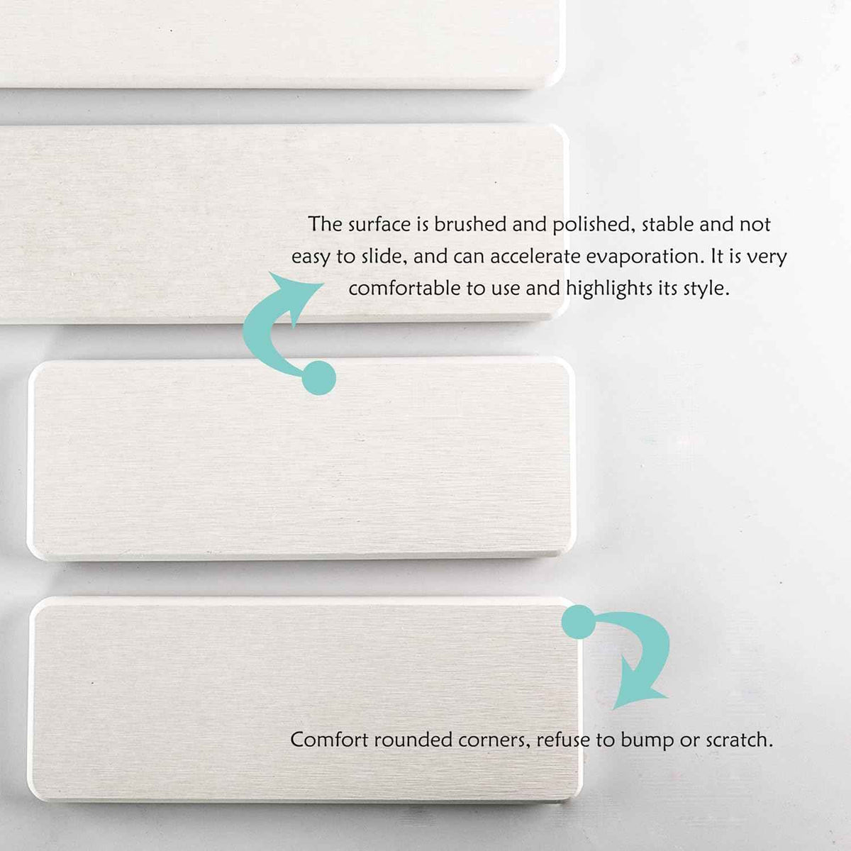 2 Pcs Water Absorbing Stone Trays, Kitchen/Bathroom Sink Soap Dish, Diatomite Tray Used for Hand Soap & Cosmetic Bottles in The Modern Home, 3.15" W x 8.7" L, White