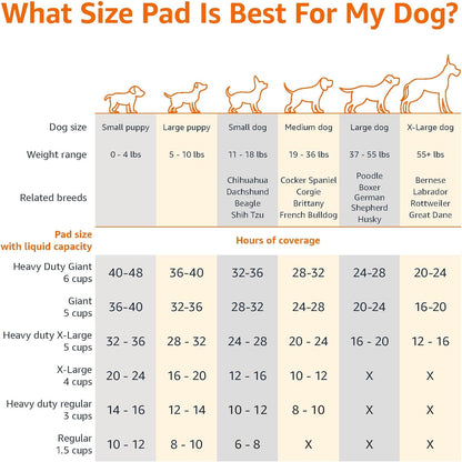 Amazon Basics Leak-Proof Dog and PLppy Potty Training Pee Pads with Quick-Dry 5-Layer Super Absorbent Design, Regular Size 22 x 22 inch, Blue & White, 100 Count