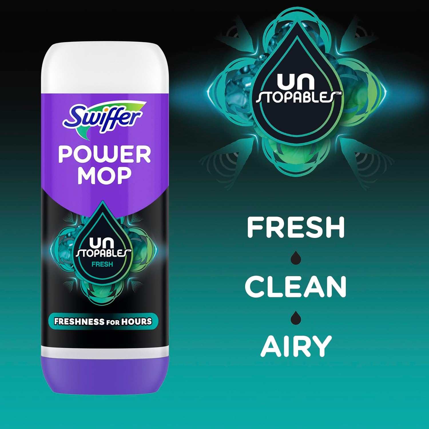 Swiffer PowerMop Floor Cleaning Solution with Unstopables Fresh Scent, PowerMop Refills, Floor Cleaner for Mopping, 25.3 fl oz, 2 Pack - Zynora