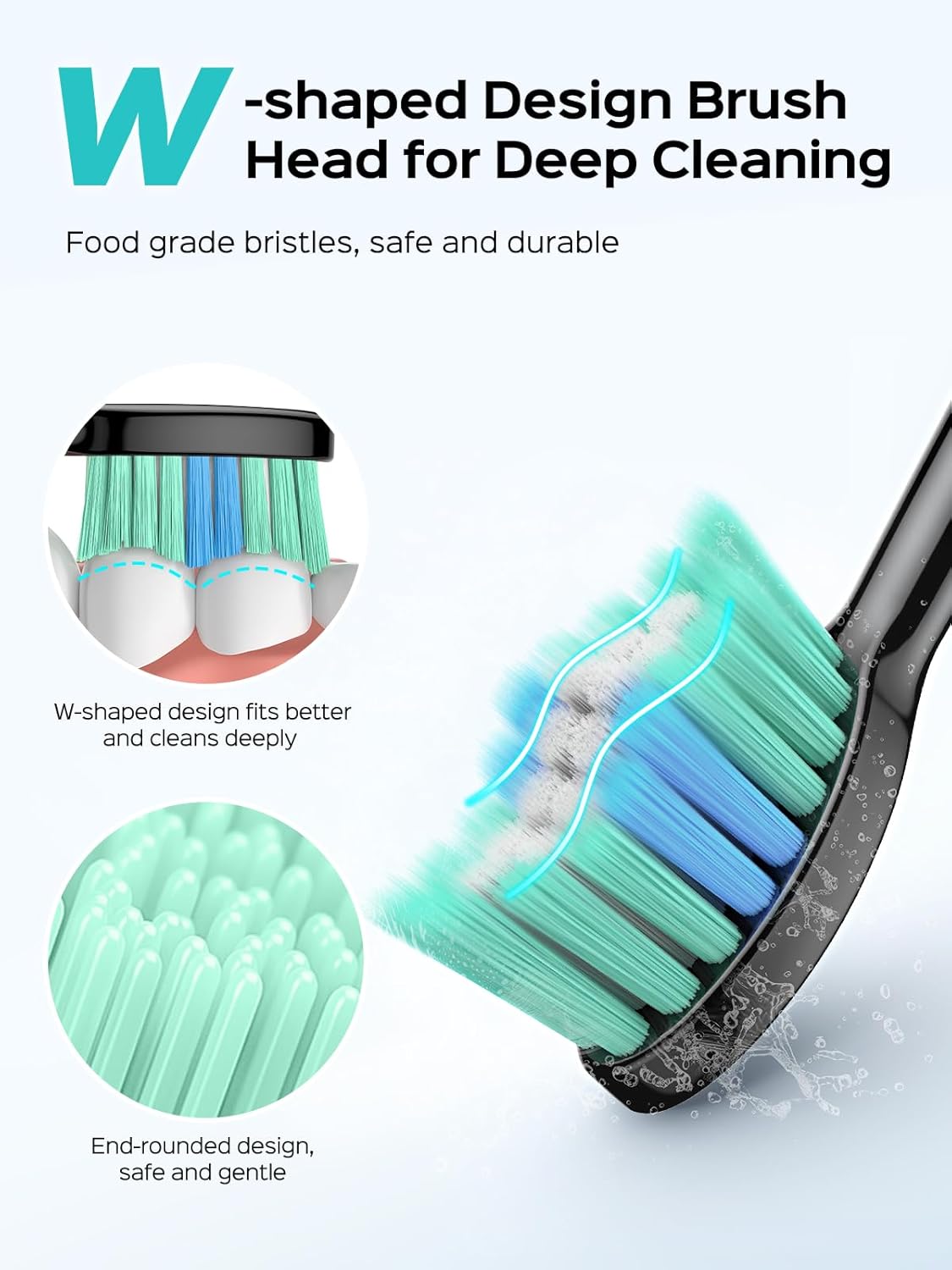 COSLUS Sonic Electric Toothbrush for Adults: 47000 VPM for Deep Cleaning & Whitening with Travel Case - 5 Modes for Sensitive Teeth & Braces, Wireless Charging, 6 Brush Heads for Home Family, Black
