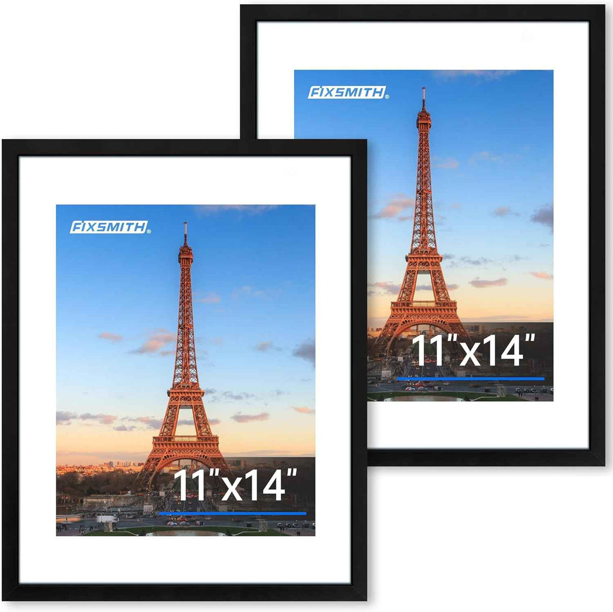FIXSMITH 8x10 Picture Frame Set of 2, Photo Frame with HD Plexiglass, Display Pictures 5x7 with Mat or 8x10 Without Mat Multi Picture Frames Collage for Tabletop or Wall Display, Black
