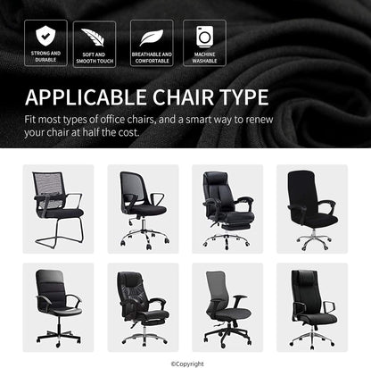 Water Resistant Stretch Computer Office Chair Cover with Durable Zipper Universal Washable Removable Spandex Rotating Boss Chair Slipcovers Anti-dust Soft Desk Chair Seat Protector for Dogs Cats Pets