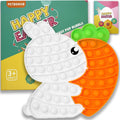 white easter bunny poppers bunny carrot pop bubble fidget sensory toys puzzle popper for kids toddler gift development toy