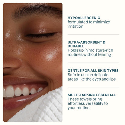 Cliganic Clean Face Towels XL, Disposable, Ultra-Absorbent, Hypoallergenic & Soft - Makeup Remover Dry Wipes, Pamper Your Face, Feel Fresh & Radiant, Hygienic Towelettes, for All Skin Types (50 Ct)
