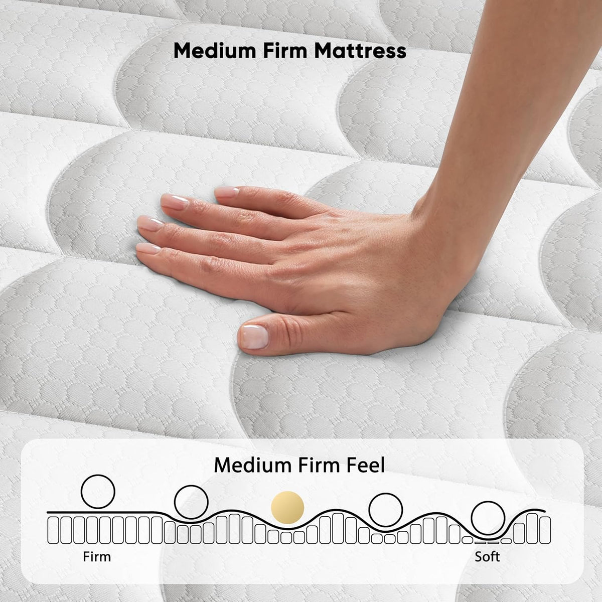 12 Inch King Size Mattress - 2025 Upgraded Hybrid Cooling Gel Memory Foam & Pocket Coils, Medium Firm Mattress in a Box for Back Neck Pain Relief, Motion Isolation, Edge Support, Breathable, White