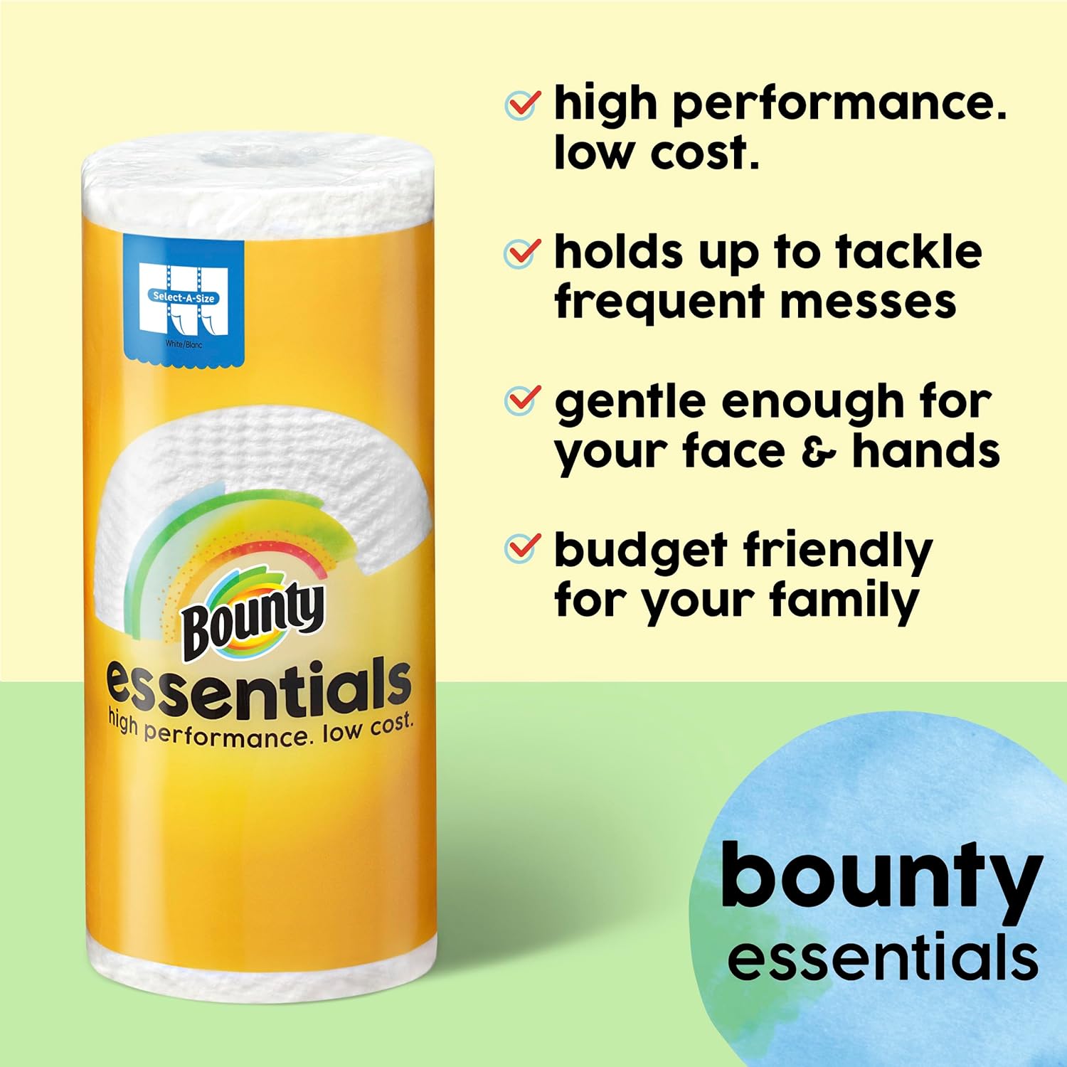 Bounty Essentials Select-A-Size Paper Towels, White, 2 Triple Rolls = 6 Regular Rolls - Zynora