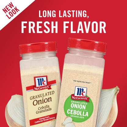 McCormick Granulated Onion - 18 oz - Savory Pure Onion Flavor for Cooking - Convenient Onion Substitute