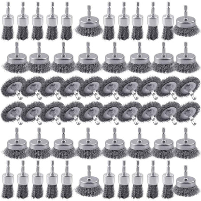 Rocaris 6 Pack Carbon Steel Wire Wheel and Pen Brush Set with 1/4-Inch Hex Shank for Rust Removal, Corrosion and Scrub Surfaces