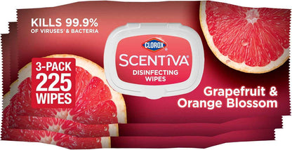 Clorox Scentiva Disinfecting Wipes, Grapefruit and Orange Blossom, 75 Ct., Pack of 3 (Pack May vary)