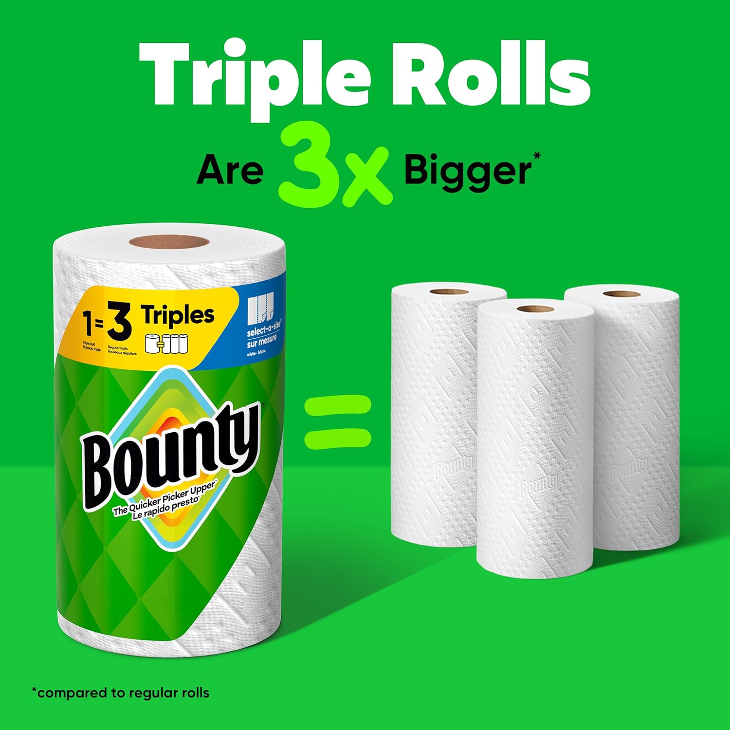 Bounty Select-A-Size Paper Towels, White, 8 Triple Rolls = 24 Regular Rolls - Zynora